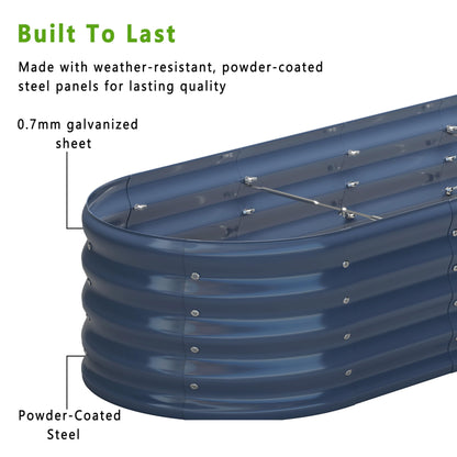 KFN 2PCS 12x1.8x1FT Galvanized Raised Garden Bed,Raised Garden Bed Kit-Oval Metal Vegetable Box,Large Planter Flower Boxes Outdoor,Planting for Vegetables,Flower,Herb,Grey,0.7mm