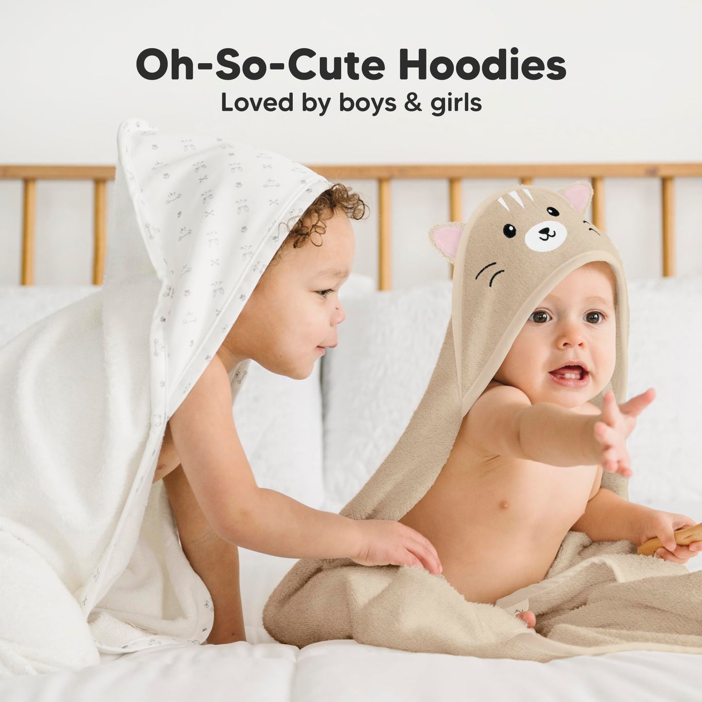 KeaBabies Hooded Baby Towel for Newborn - Viscose Derived from Bamboo Large Baby Bath Towels with Hood for Boys, Girls, Toddler, Extra Absorbent & Soft Newborn Bath Essentials (Cat)