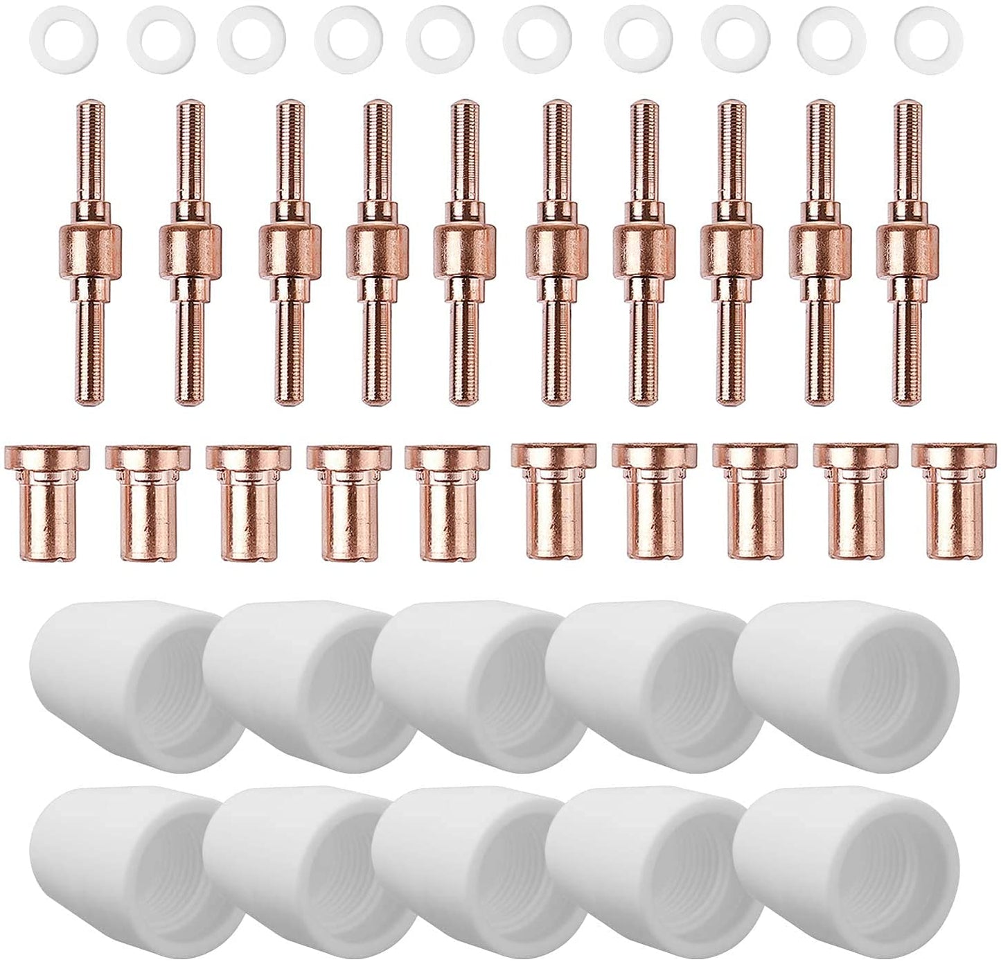 Plasma Cutter Consumables fits CUT40 CUT50 with Plasma Cutter Torch PT31 LG40 for RBC-4000/4500/5000D 40 PCS Nozzle Electrode Extended Long Tip Shroud Shield Cup