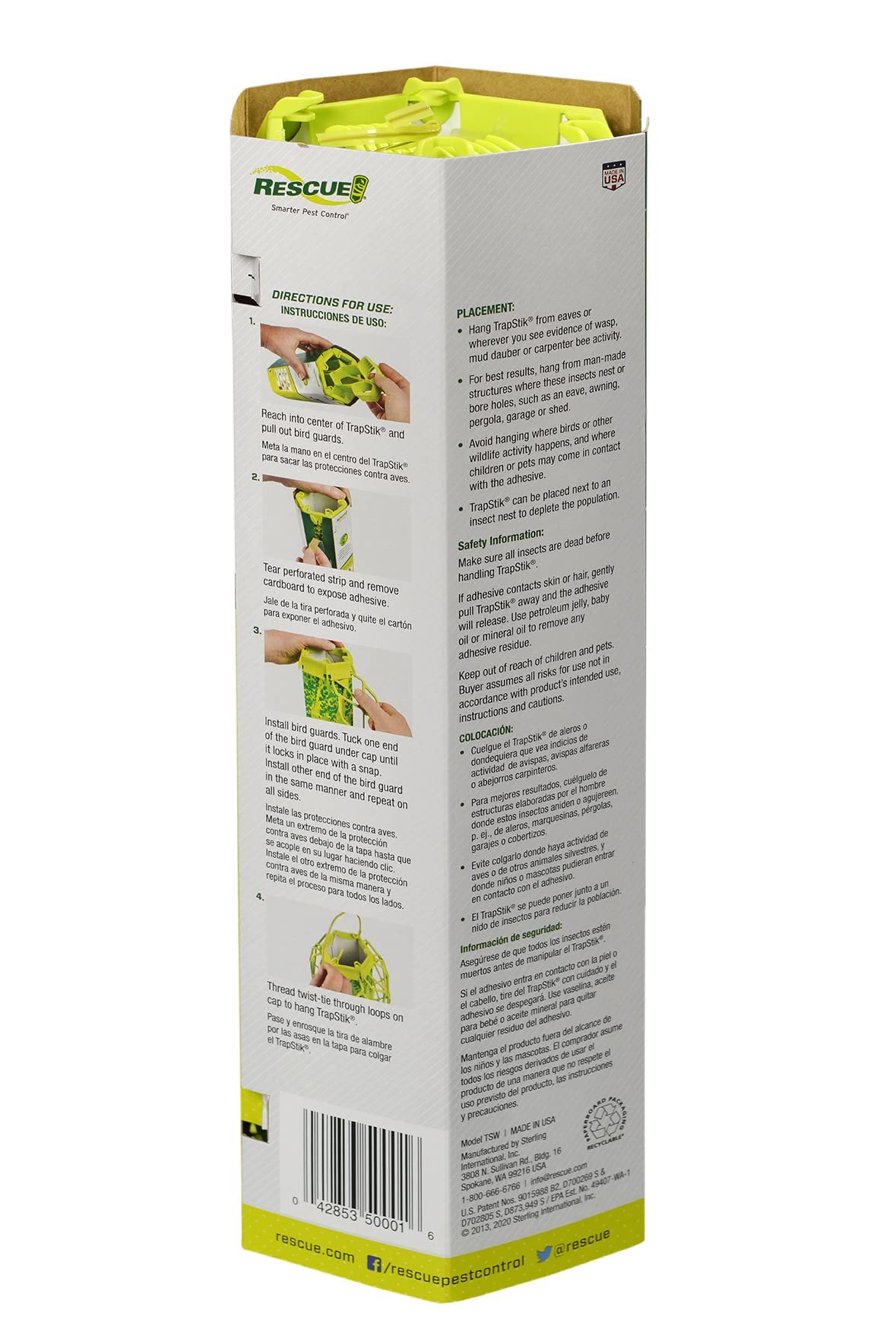 RESCUE! VisiLure® TrapStik for Wasps, Mud Daubers, Carpenter Bees – 3 Pack