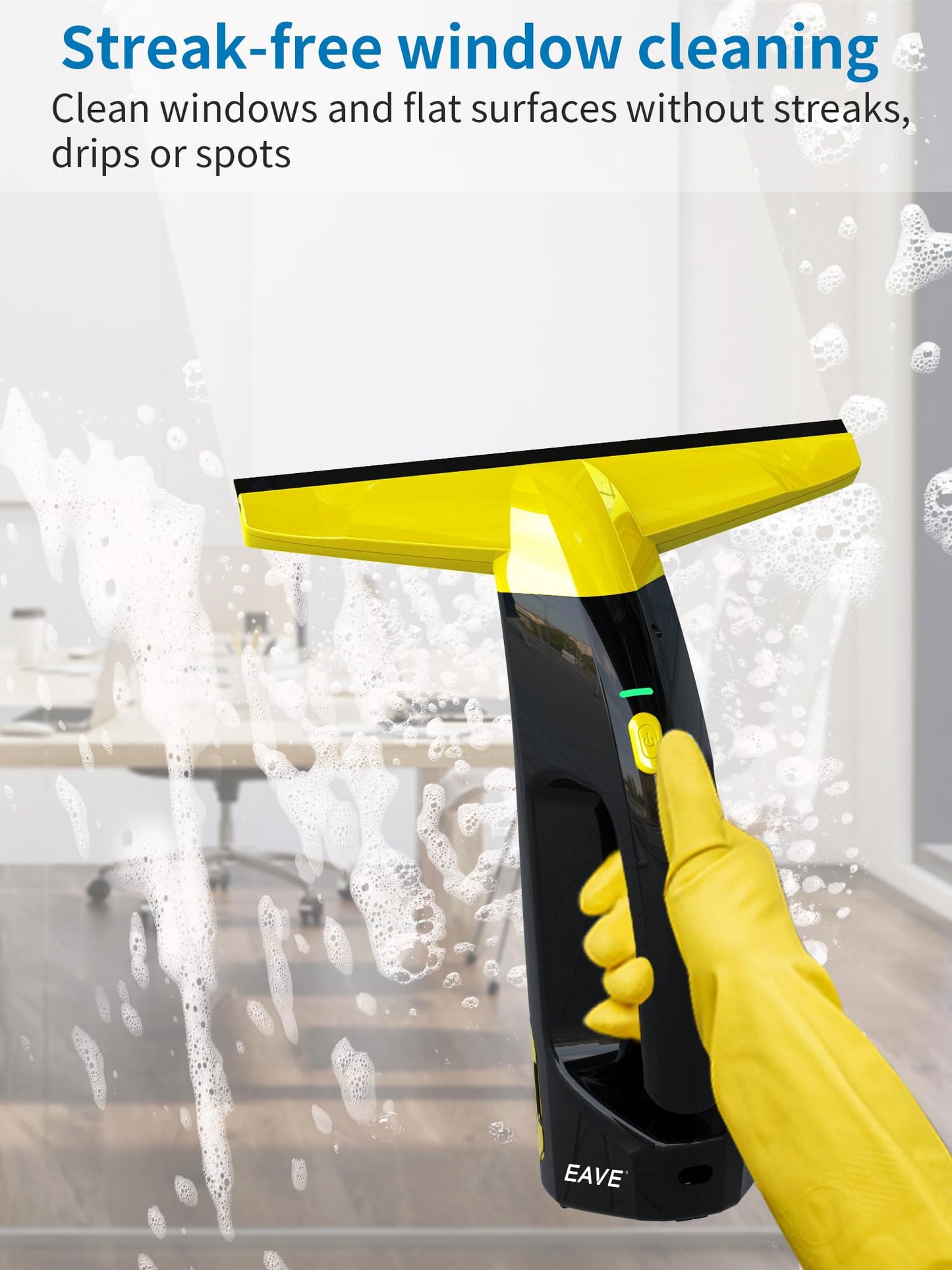 Rechargeable Window Vac, Power Window Vacuum Cleaner Set, Window Squeegee Electric Cleaning Tool for Windows, Tiles, Mirrors, 200ml Water Tank