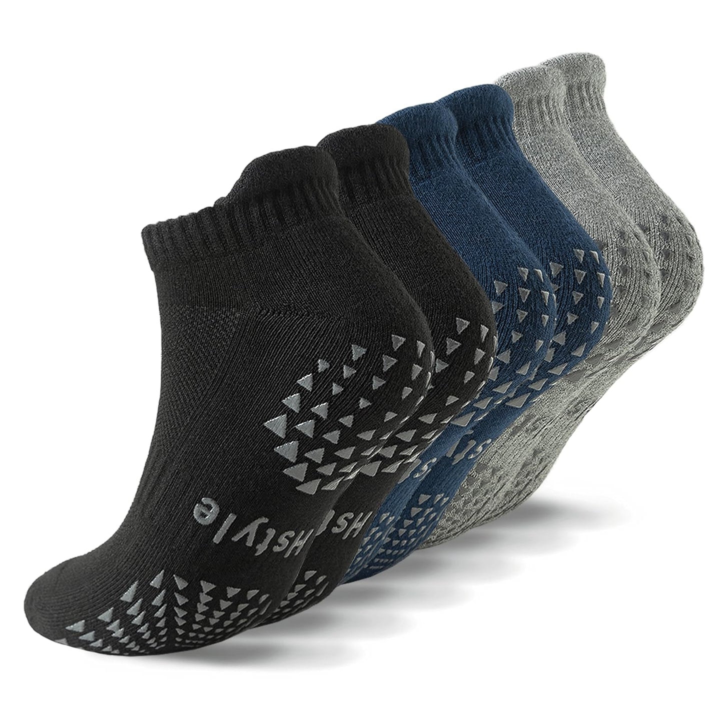 Hstyle Yoga Socks with Grips for Women and Men, Ideal for Ballet, Barre, Barefoot Workout, Pilates Grip Socks Non Slip Socks 6 Pairs of Mix Color 1 L-XL