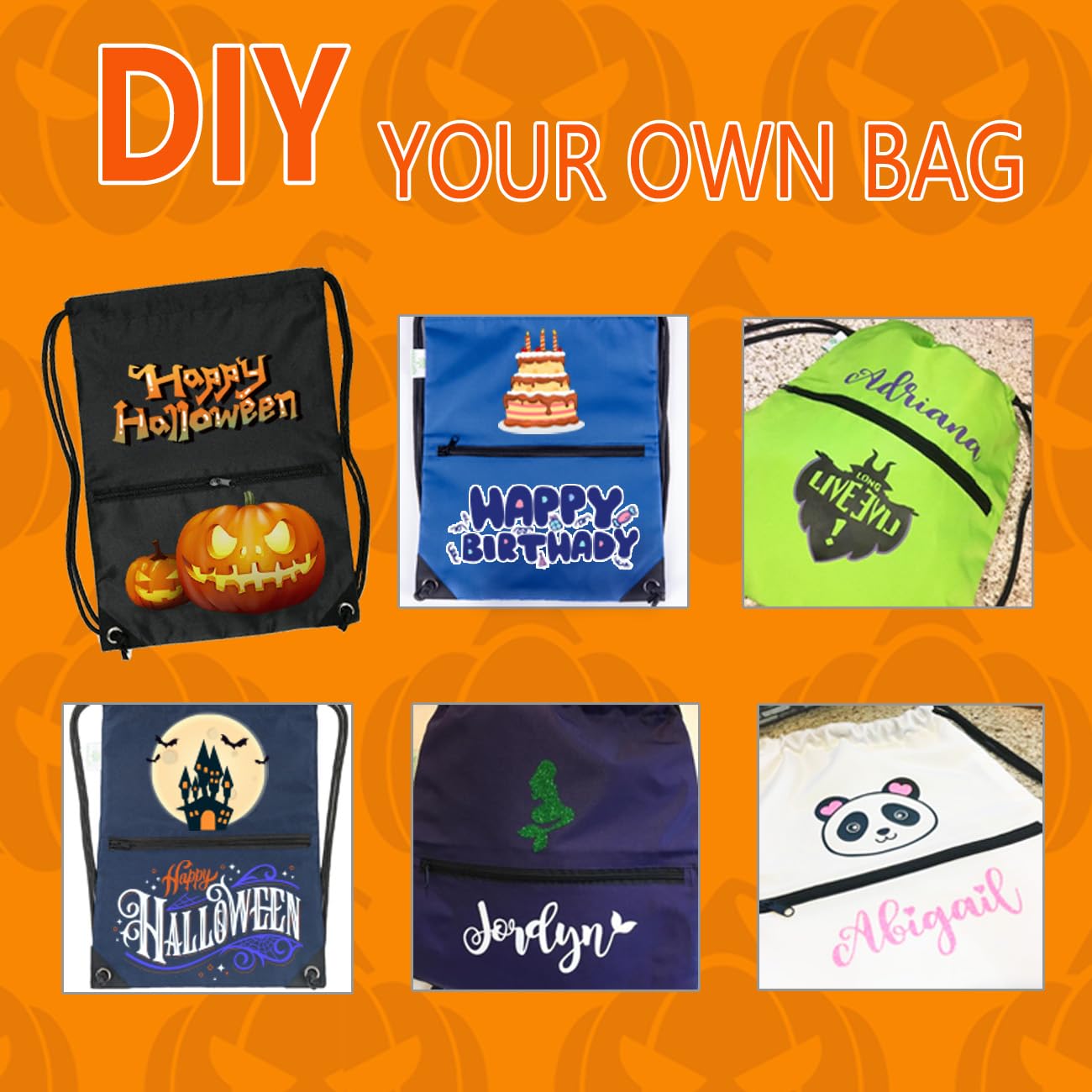 HOLYLUCK Drawstring Backpack Bag Sport Gym Sackpack - black