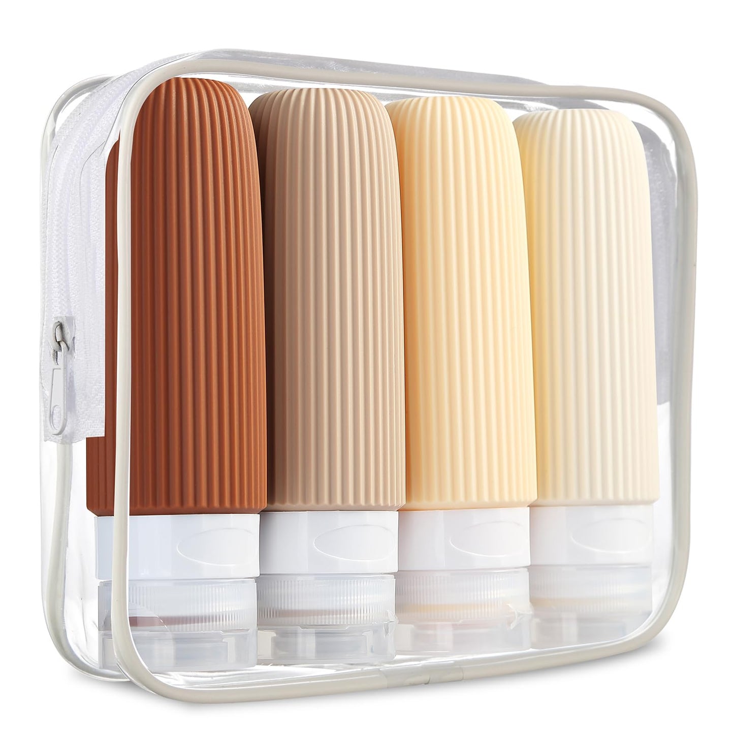 Mrsdry Travel Bottles for Toiletries, Tsa Approved 3oz Portable Travel Bottles, BPA Free Leak Proof Squeezable Silicone Travel Size Containers, Travel Accessories with Clear Toiletry Bag (4 Pack)