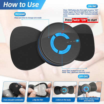 Mini Massager,Rechargeable Intelligent TENS Unit Muscle Stimulator for Pain Relief - FSA or HSA Eligible Deep Tissue EMS Massager Management for Back, Neck, Arm Electronic Pulse Machine