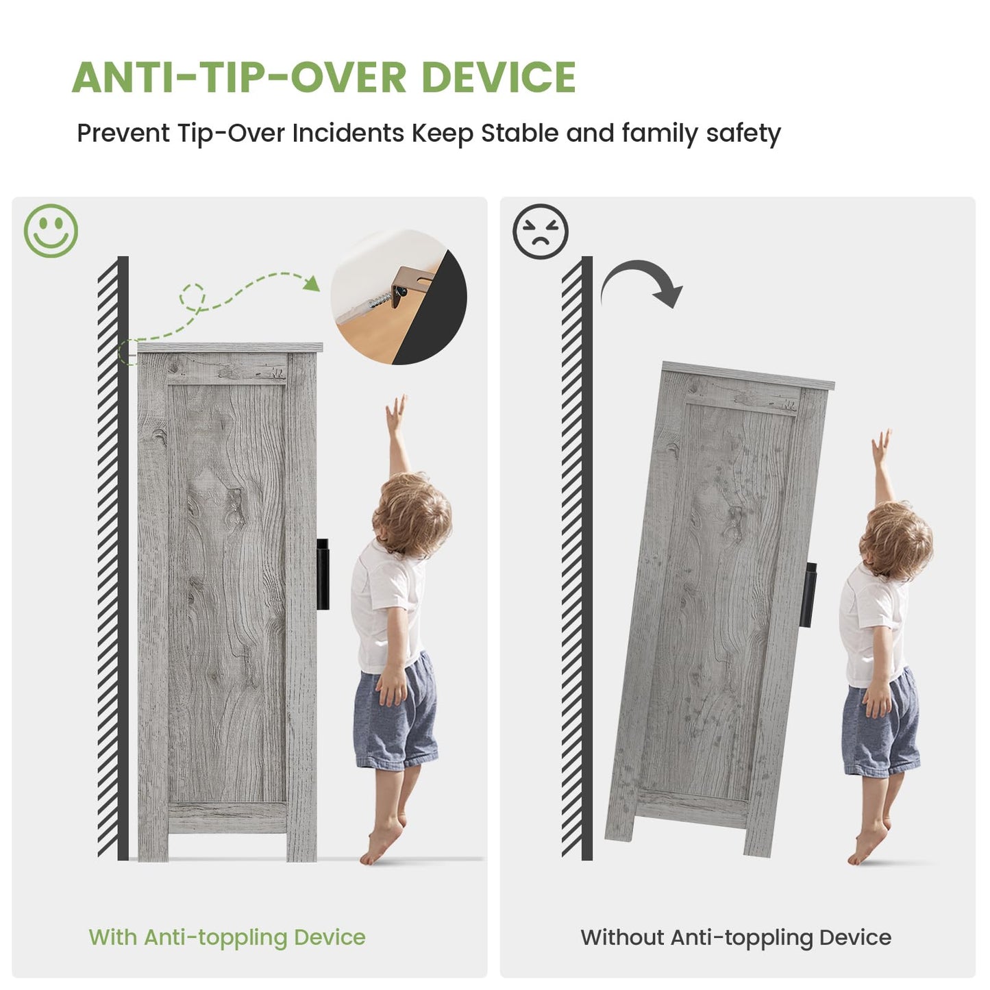 Iwell Storage Cabinet with 2 Doors and 4 Adjustable Shelves, Buffet Cabinet with Storage, Floor Cabinet for Living Room, Entryway, Kitchen, Rustic Gray