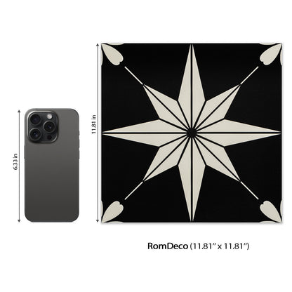RomDeco Peel and Stick Floor Tiles: 10pc 11.81 * 11.81in Waterproof Vinyl Flooring Black and White, Easy to Install Self-Adhesive Tile Sticker for Bathroom, Kitchen, and Bedroom