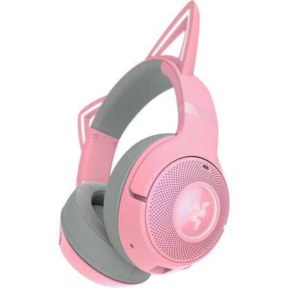 Razer Kraken Kitty V2 BT Wireless RGB Headset: Chroma RGB Kitty Ears & Earcups - Bluetooth 5.2-40 mm Drivers - Noise-Cancelling Mics - Lightweight - 40 Hr Battery w/Type C Charging - Quartz Pink