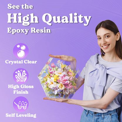 LET'S RESIN 80oz Crystal Clear Epoxy Resin Kit,Bubbles Free Casting Resin Supplies for Beginner,Molds,Jewelry,Resin and Hardener with 6 Mica Powders,Large Silicone Cup
