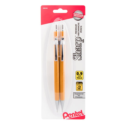 Pentel P209BP2K6 Sharp Mechanical Drafting Pencil, 0.9 mm, Yellow Barrel, 2/Pack