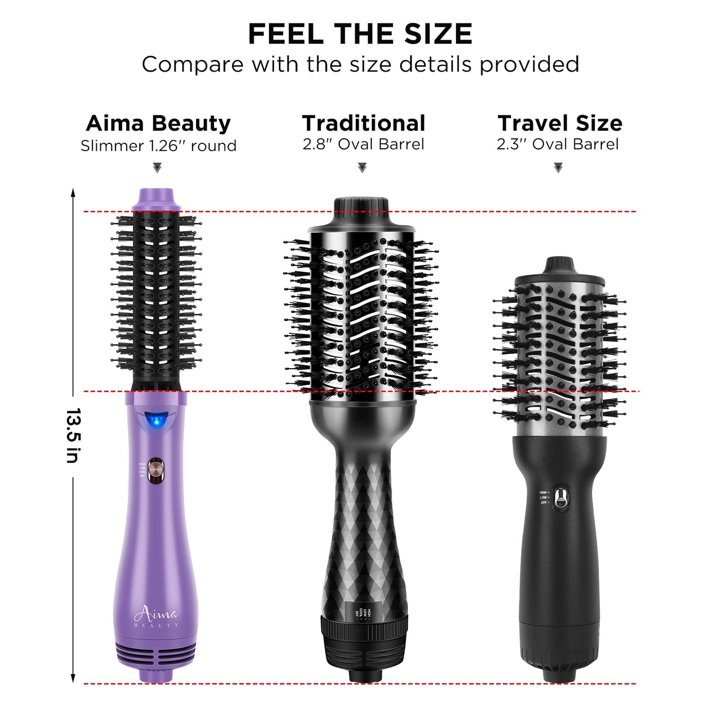 Hot Air Brush, Aima Beauty Salon One-Step Hair Dryer and Volumizer, 4-in-1 Hair Dryer Brush, Hair Styling Tools, Purple-Round