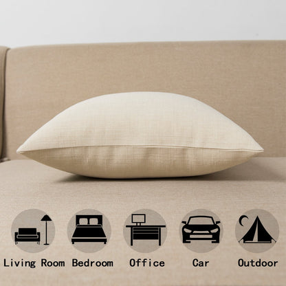 Jeanerlor Home Set of 2 Decoration 12＂x20＂Faux Linen with Bamboo Texture Euro Throw Pillow Sham Cushion Cover for Office/Chair Light Linen