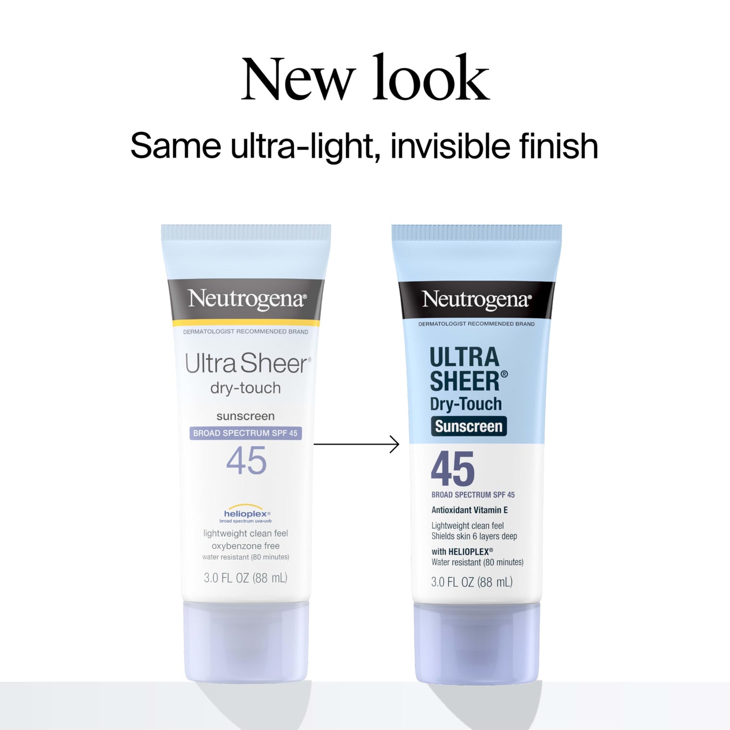 Neutrogena Ultra Sheer Dry-Touch Sunscreen For Face & Body, SPF 45 Broad Spectrum UVA/UVB Protection, Lightweight Water Resistant & Non-Greasy, Travel Size Sunscreen, 3 fl. oz 2 pack