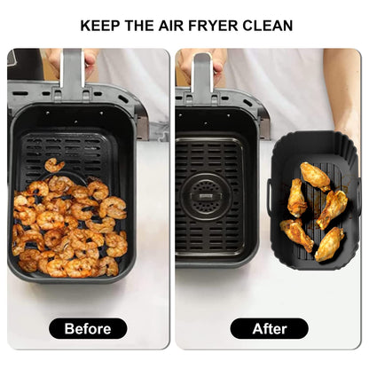 PINTAUR Silicone Air Fryer Liners 2 Pack, Reusable Liners Compatible for Ninja Foodi DZ201, DZ401, DZ550, COSORI, Chefman, Instant Air Fryer, and 6-in-1 8-10QT Air Fryer Baskets