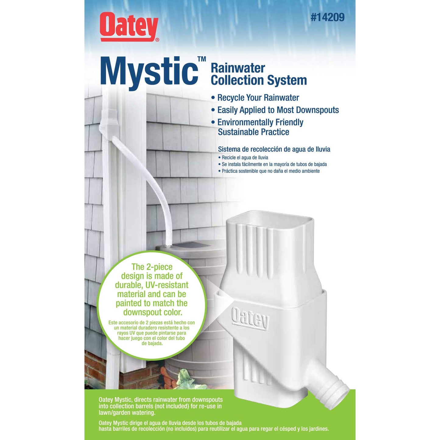 Oatey Mystic Rainwater Collection System, 2 in. x 3 in., White