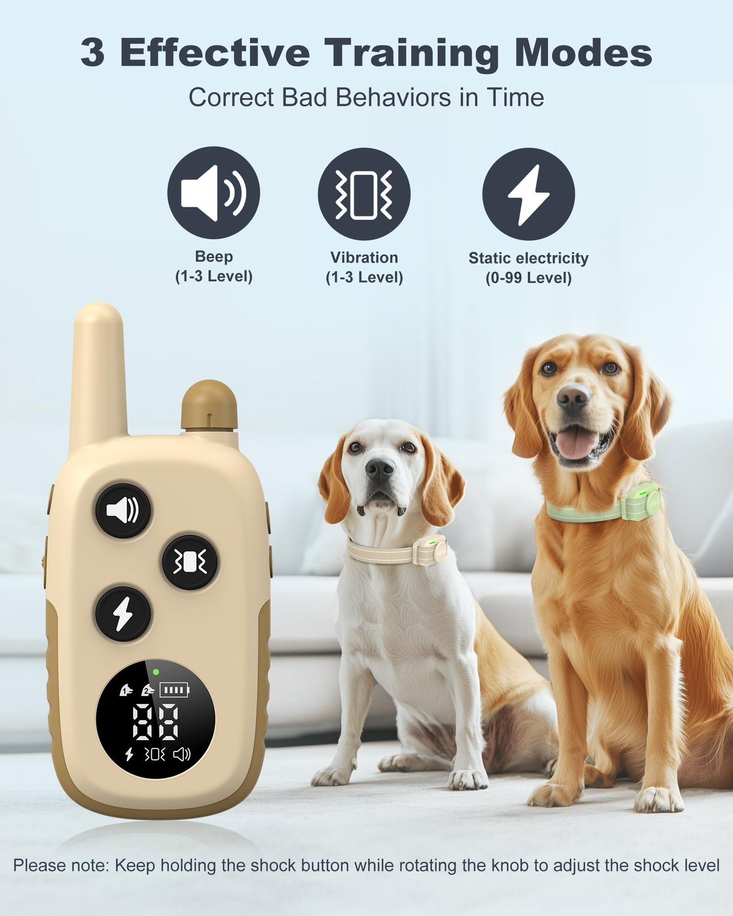 Jugbow Dog Shock Collar 2 Dogs (5-120Lbs) - 4200FT Dog Training Collar with Remote for Large Medium Small Dogs, Rechargeable Waterproof IPX8 E Collars with Beep (1-3) Vibration(1-3) Safe Static(0-99)