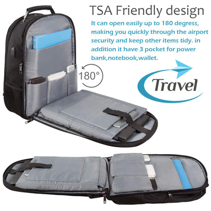 Jiefeike Travel Laptop Backpack,Extra Large Capacity TSA Friendly Anti Theft Backpacks with USB Charging Port,Water-Resistant Men Business College Computer Bookbag Fits 17 Inch Laptop&Notebook