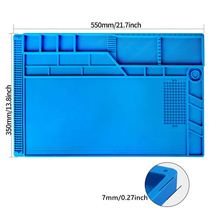 Kaisi S-180 Large Silicone Soldering Mat Magnetic Repair Work Mat, Heat Resistant Insulation Large Platform Station Pad for Soldering, Electronics, Computer Repair, Size 21.6 x 13.8 inch