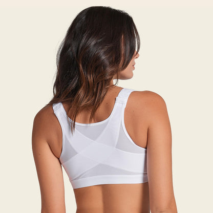Leonisa Women's Posture Corrector Wireless Back Support Bra, White, 40C