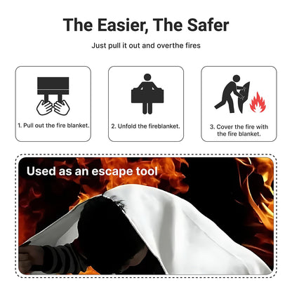 Lancryen 2025 Emergency Fire Blanket, Fire Extinguisher Blanket, Fire Suppression Blanket, Flame Retardant Towel Fire Safety Cloth for Home, Kitchen, School, Grill, Car, Office, Warehouse(40” x 40”)