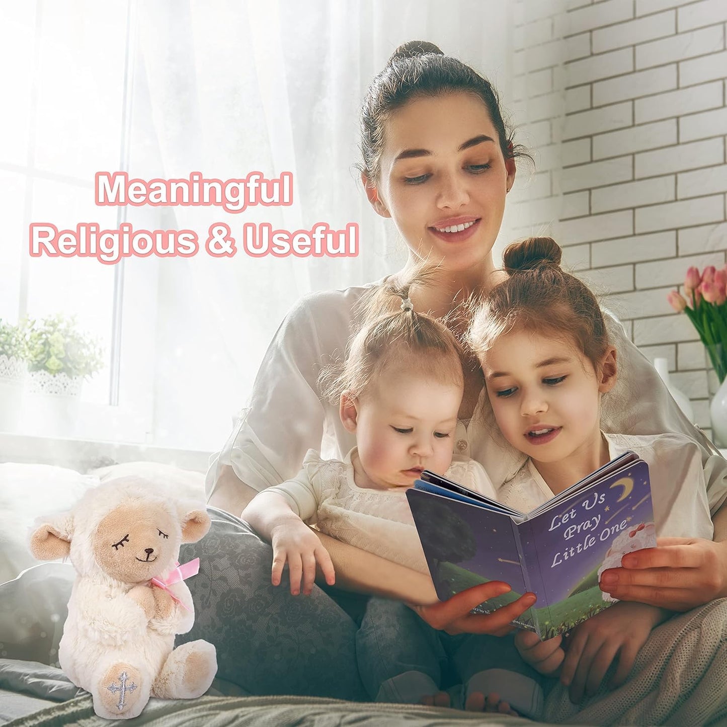 MyMateZoe Baptism Gifts for Girl, Great Christening, Dedication and Baptism Gift Set for Girl and Newborn Baby, Includes 7" Praying Lamb Plush Toy and Let Us Pray Baby Book in Keepsake Gift Box