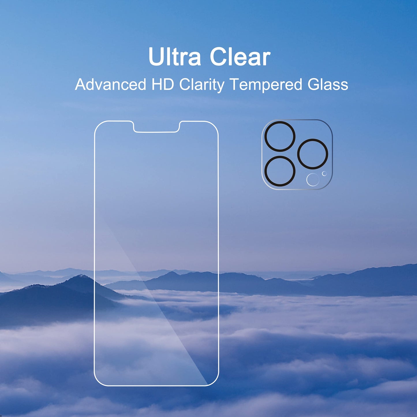 Ailun 2 Pack Screen Protector for iPhone 13 Pro Max [6.7 inch] Display 2021 with 2 Pack Tempered Glass Camera Lens Protector,[9H Hardness]-HD Case Friendly