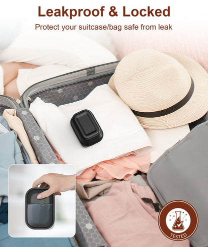 Quatish Leakproof Soap Dish with Lid & Draining Layer, Shatterproof Travel Bar Soap Holder Case Container, Portable Travel Size Toiletries Essentials for Camping, Gym, Bathroom, Black