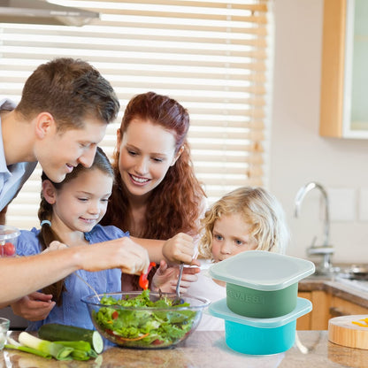 KEVJES Stackable Silicone Artisan Pizza Dough Proofing Boxes Proving Containers with Lids pizza making accessories-4 pack-500ml portion (Green)