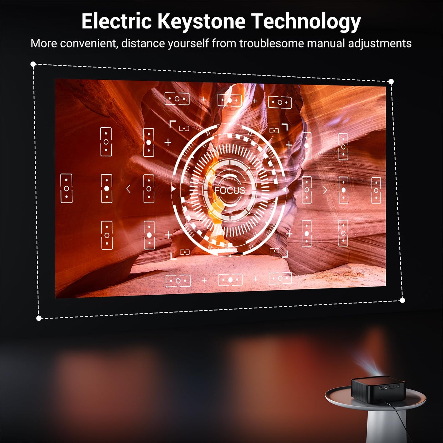 Official Licensed Netflix Smart Projector, HAPPRUN Projector 4K with Wifi and Bluetooth, DoIby Audio, Built-in Apps, Native 1080P 1000ANSI,Electric Focus, Portable Projector for Home Cinema, Bedroom