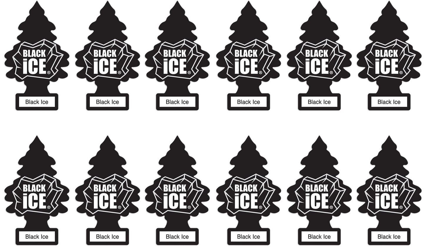 LITTLE TREES Car Air Freshener | Hanging Paper Tree for Home or Car | Black Ice | 12 Pack