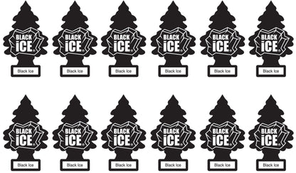 LITTLE TREES Car Air Freshener | Hanging Paper Tree for Home or Car | Black Ice | 12 Pack