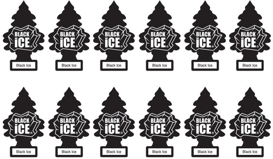 LITTLE TREES Car Air Freshener | Hanging Paper Tree for Home or Car | Black Ice | 12 Pack