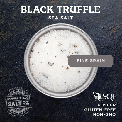 Italian Black Truffle Sea Salt 4 oz. Glass Shaker by San Francisco Salt Company