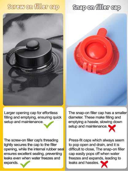 Abimars 0.7mm Thicker Black Winter Water Tube for Swimming Pool Covers, 12 Pack 10 FT Water Weight Bags for Pool Side, 3-Layer Composite Material