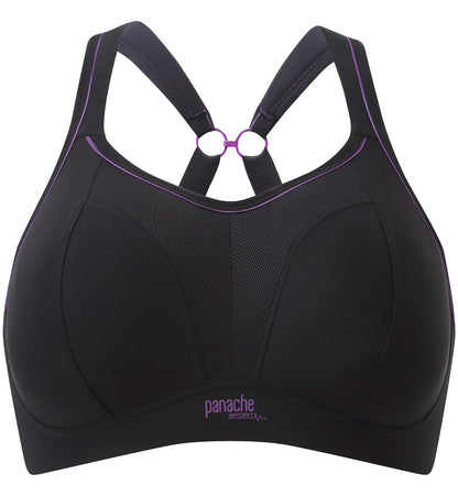 Panache Women's Plus-Size Non Wired Sports Bra, Black, 32E