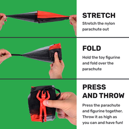 NUTTY TOYS Parachute Toys for Kids - Tangle Free Outdoor Flying Parachute Men, Top Indoor & Outside, 3 4 5 6 7 8 9 10 11 12 Year Old, Best Christmas Stocking Stuffers Idea 2025 Unique Boy & Girl Gifts