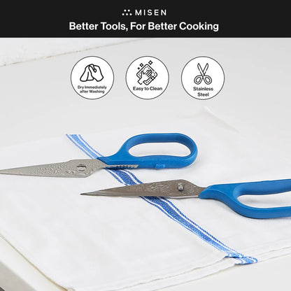 Misen Heavy Duty Kitchen Shears - Stainless Steel, Versatile and Easy Clean Scissors for Meat, Herbs and Veggies - Ambidextrous Comfort Handle - Professional Grade - Black