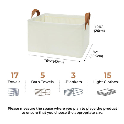 GRANNY SAYS Closet Storage Baskets, Collapsible Fabric Storage Bins with Metal Frame, Clothes Organizer Bins, Extra Large Baskets for Shelves, Ivory, 4-Pack