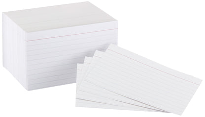Amazon Basics Paper Flash Ruled Index Note Cards, Heavy Weight, White, 3 x 5 Inch Card, 300 Count, 100 Pack of 3