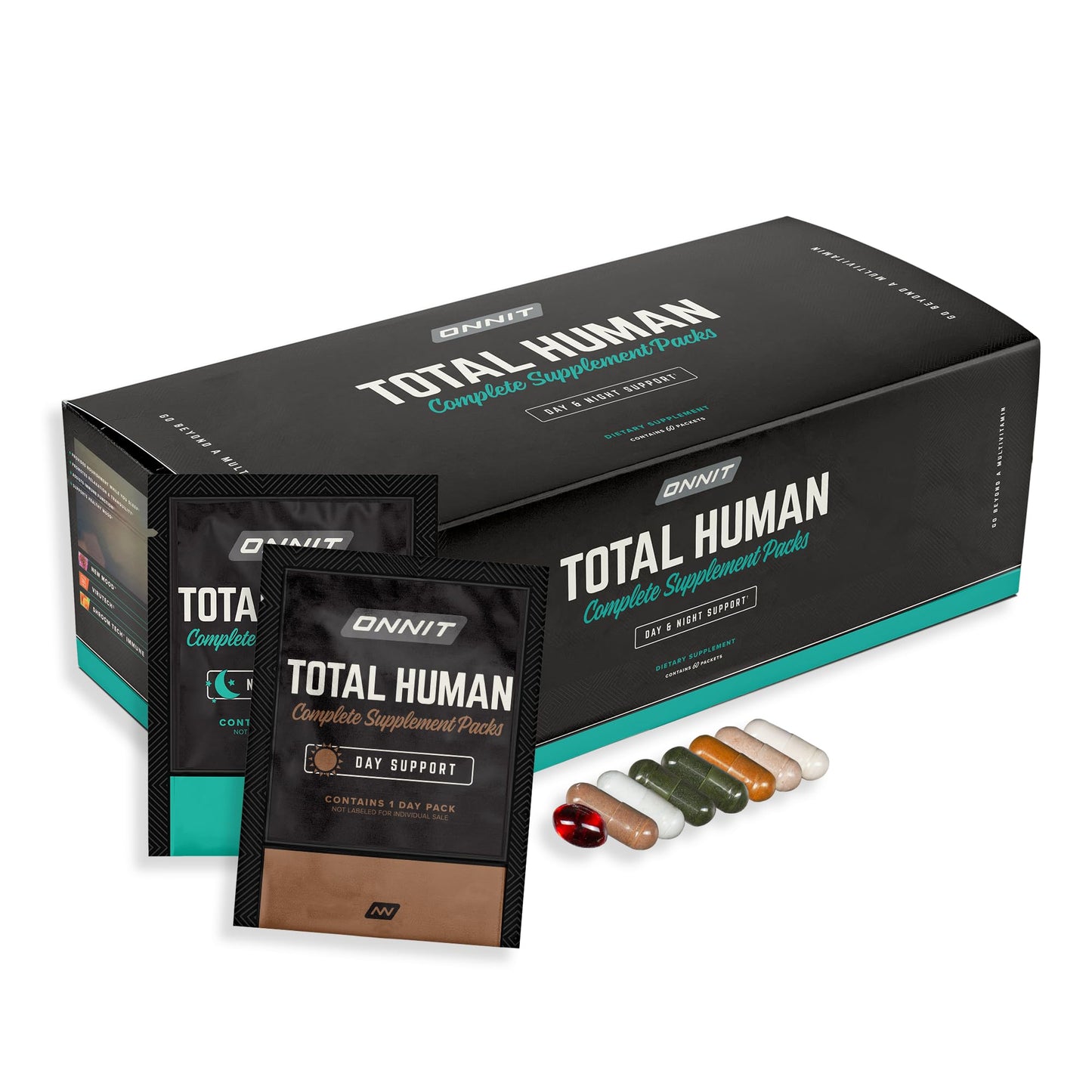 ONNIT Total Human Day and Night Vitamin Packs for Men and Women,Capsule, Adult Multivitamin, 30-Day Supply