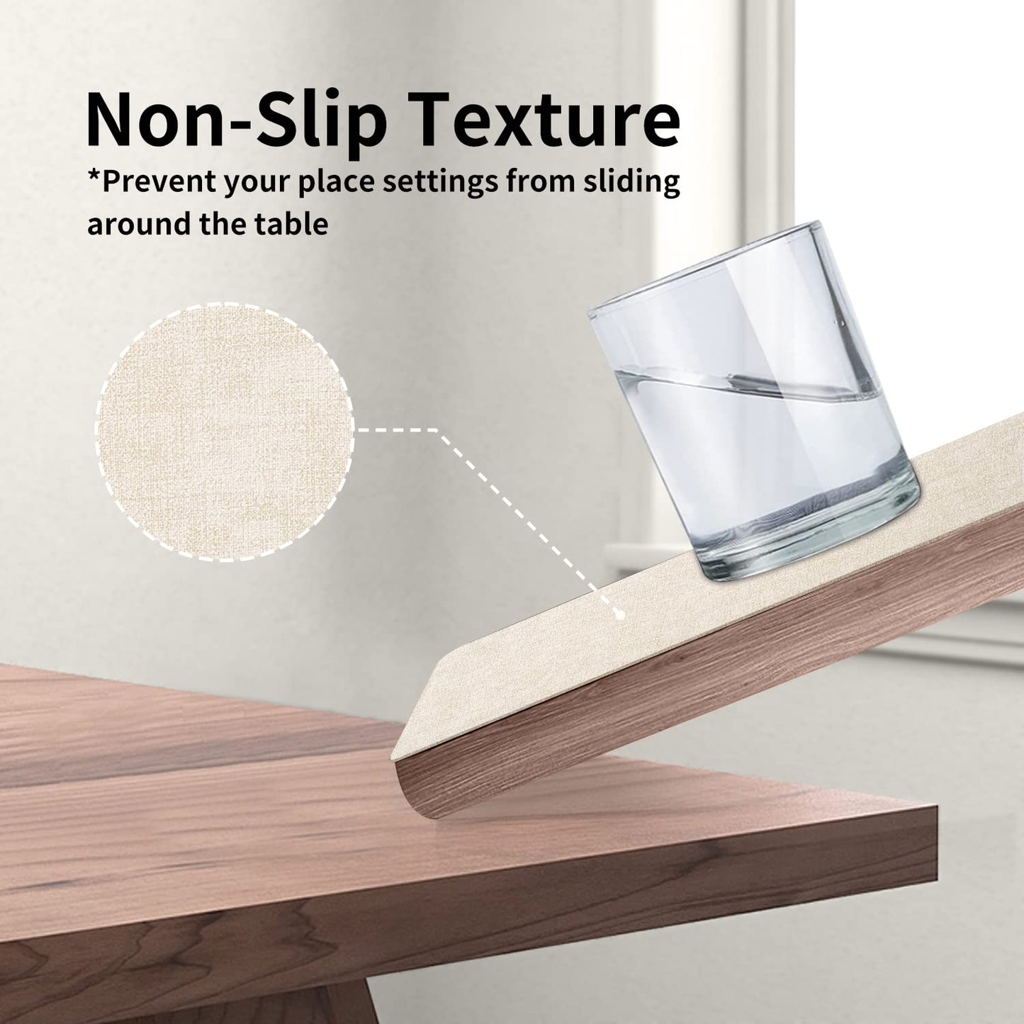 Maxpearl Faux Leather Placemats Set of 6 - Waterproof - Wipe Clean - Heat Resistant - Anti Slip Dining Table Place Mats, Suitable for Indoor & Outdoor Use, 17’’×12’’, Beige