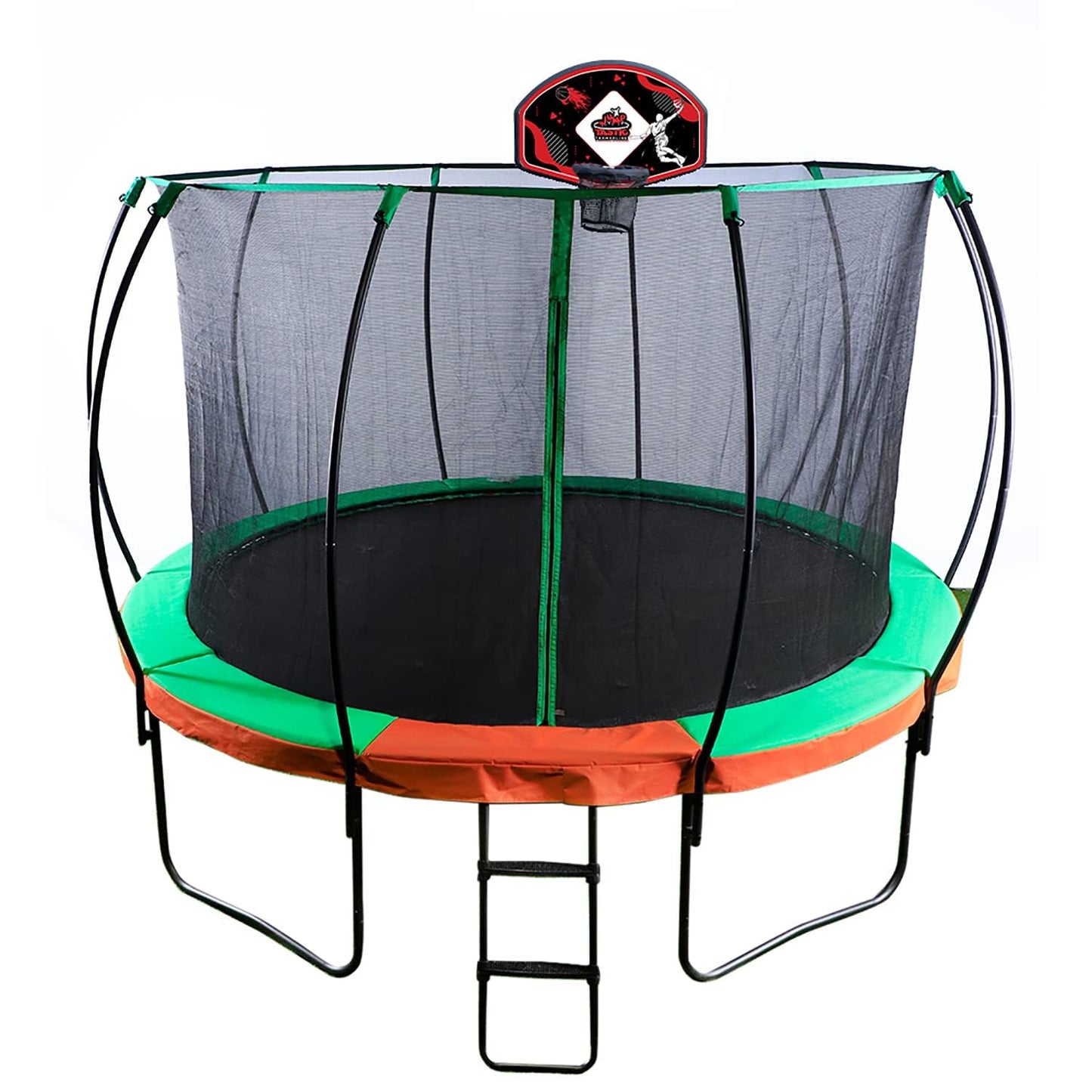 Jump Tastic Trampoline Trampoline Basketball Hoop, Fits Straight and Curved Pole Basketball Hoop for Trampoline, Universal Attachment with Mini Ball and Pump