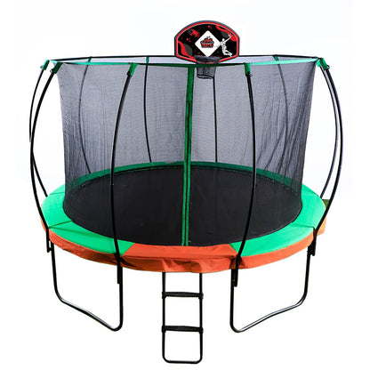 Jump Tastic Trampoline Trampoline Basketball Hoop, Fits Straight and Curved Pole Basketball Hoop for Trampoline, Universal Attachment with Mini Ball and Pump