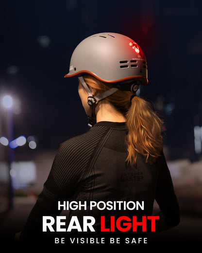 OutdoorMaster Bike Helmet for Adults,Adjustable Cycling Helmet with Light for Men & Women - Safety Certified for Bicycle Skateboard Road Bike Skating Roller Commuting Helmet