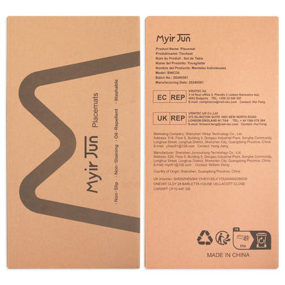 Myir JUN Round Dual-Sided Placemats, Faux Leather Set of 4 for Indoor and Outdoor Dining Tables, Non-Slip Washable Table Mats (Gray Beige)