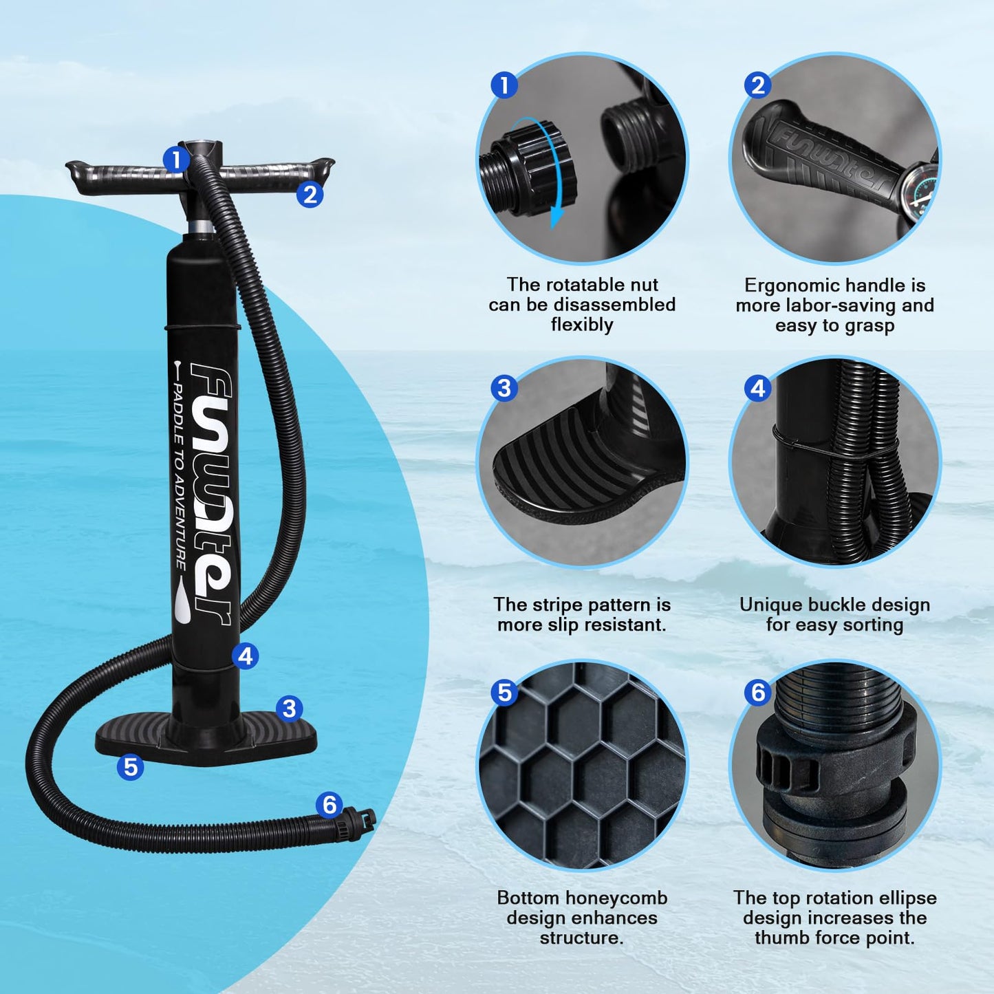 FunWater Inflatable 10'6×33"×6" Ultra-Light (17.6lbs) SUP for All Skill Levels Everything Included with Stand Up Paddle Board, Adj Floating Paddles, Pump, ISUP Travel Backpack, Leash,Waterproof Bag