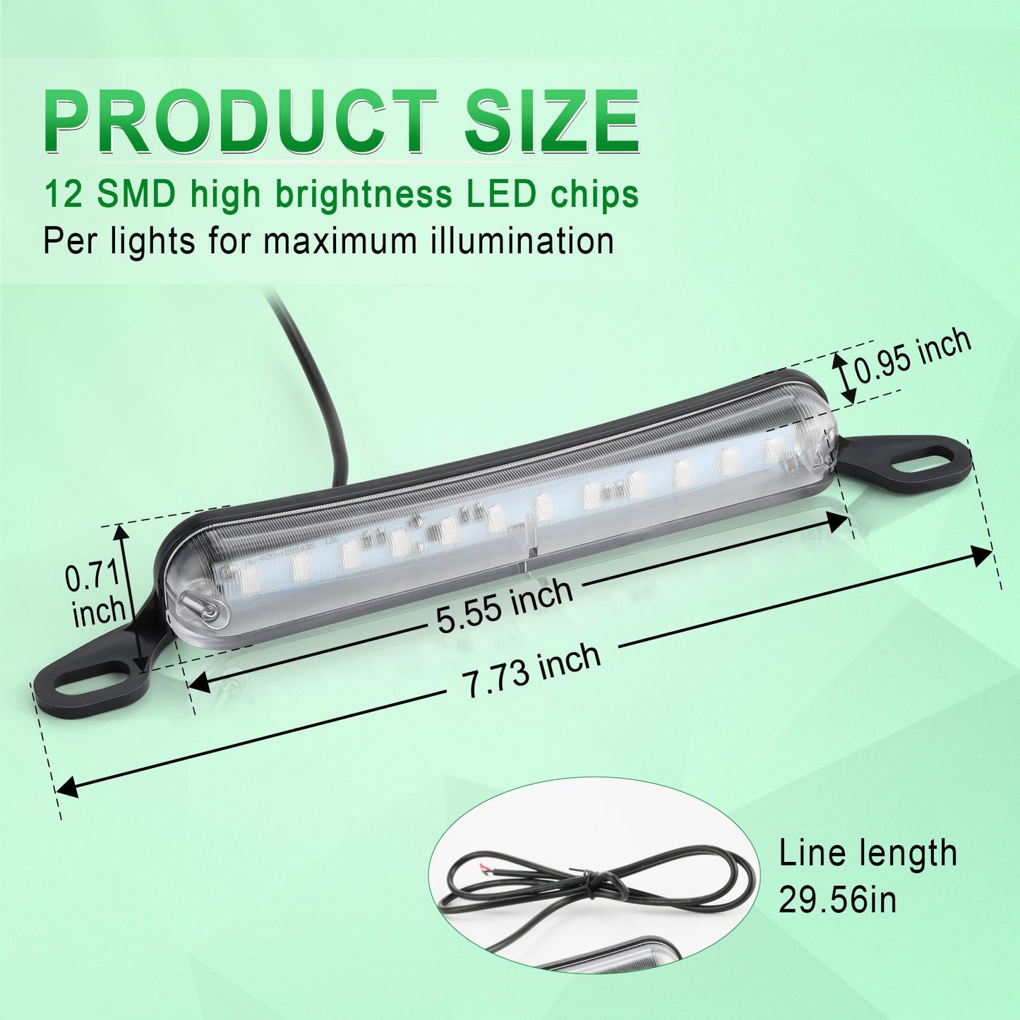 LivTee License Plate Light, LED Tag Lights, Extremely Bright LED License Plate Lights Assembly for Trailer UTV ATV Truck RV Boat, Car Accessories, Green(6000K)