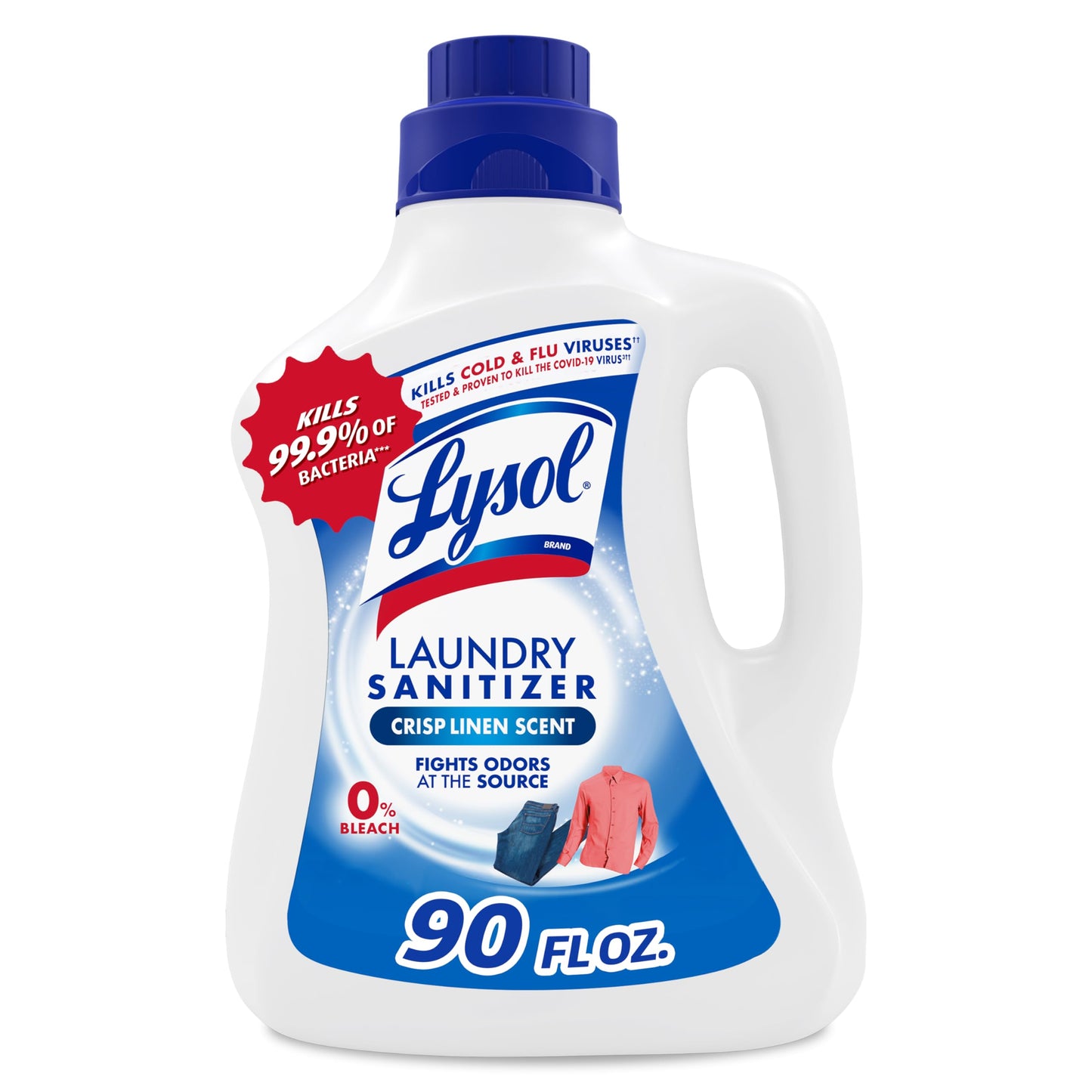 Lysol Disinfectant Laundry Sanitizer & Scent Booster, Laundry Detergent Additive, Color Safe Bleach Alternative, Laundry Odor Eliminator, Kills Bacteria & Viruses, Crisp Linen Scent, 90 Fl Oz
