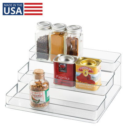 iDesign 3-Tier Spice Rack Organizer for Cabinets, Pantry or Countertop - Clear - Made in USA