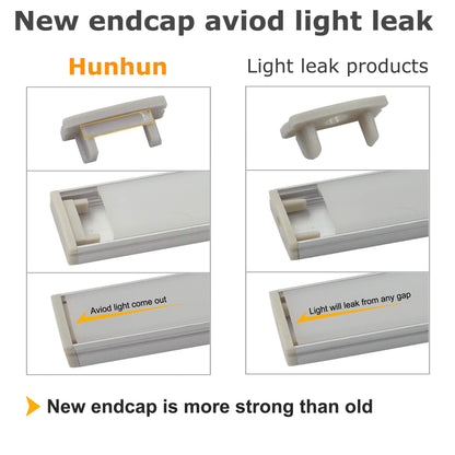 hunhun 10-Pack 6.6ft/ 2Meter U Shape LED Aluminum Channel System with Milky Cover, End Caps and Mounting Clips, Aluminum Profile for LED Strip Light Installations, Very Easy Installation